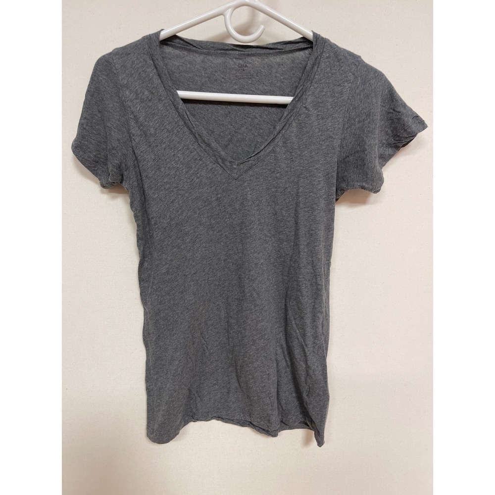 Lululemon Womens V-Neck Short Sleeve Tee Heathered Charcoal Gray Size M